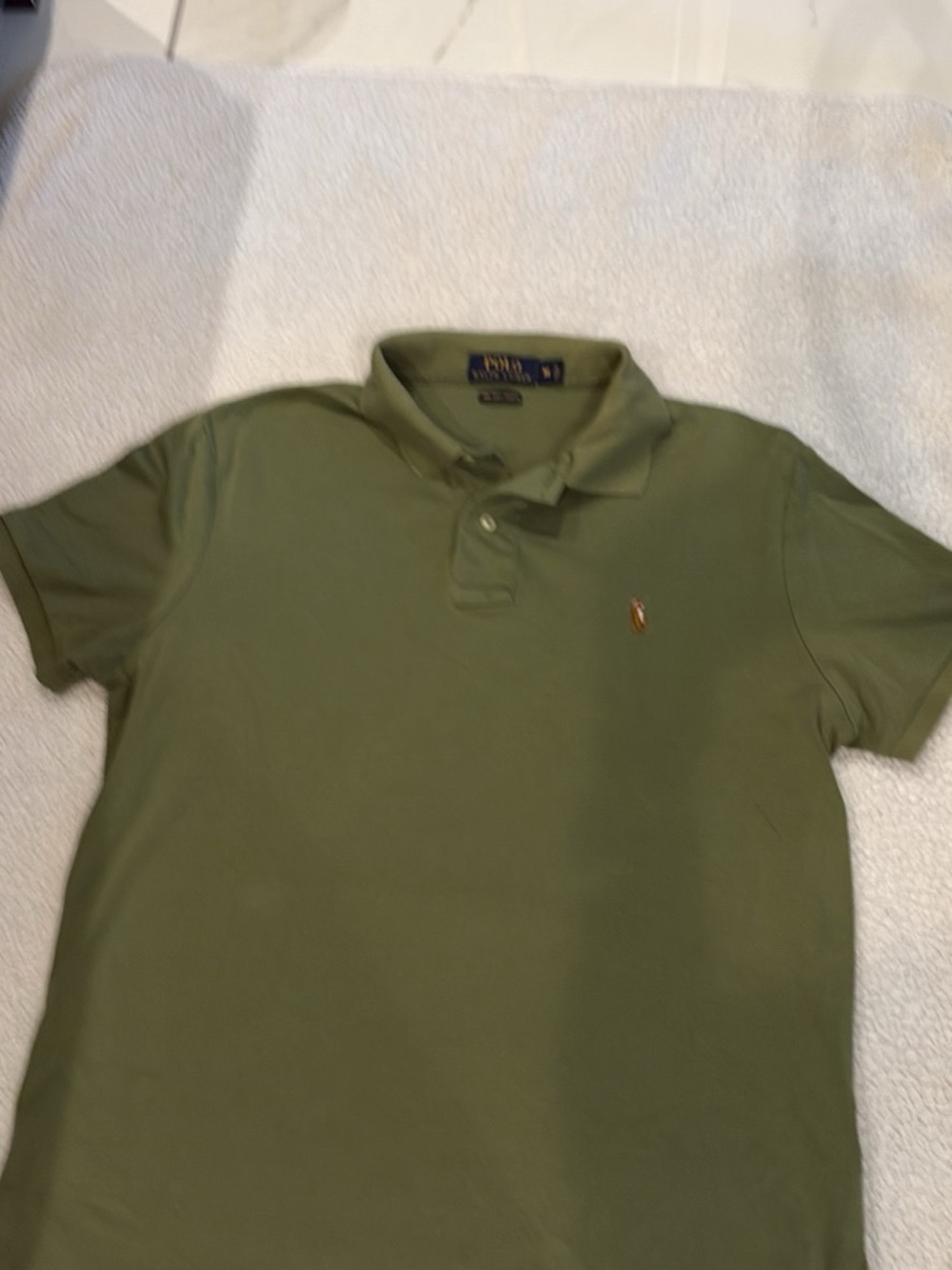 Ralph Lauren Olive Green Short-Sleeve Polo with Embroidered Pony